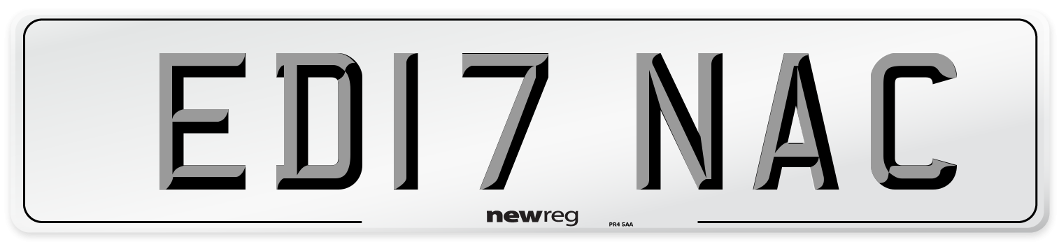 ED17 NAC Number Plate from New Reg